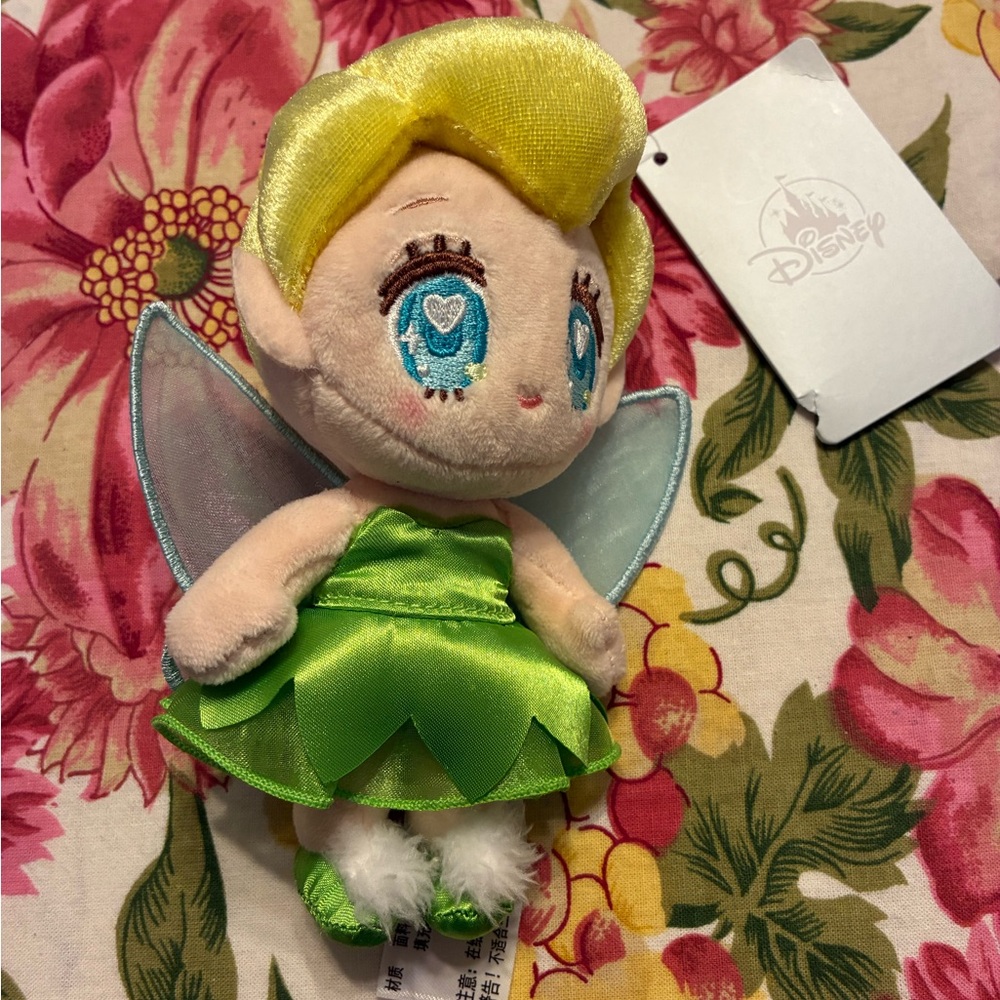 Disney Tinker Bell Plush Key Chain- Yellow Hair, Green Dress, Blue Eyes